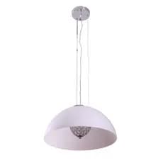 Pendente Redondo Vidro Leitoso Cristal K9 Halopin 4xG9 Ø47x22cm D&D Iluminação Branco Cromado