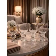 Kit 4 Taças de Vidro com Base Transparente 420ml – Design Elegante, Taça para Água, Vinho e Drinks, Estilo Sofisticado