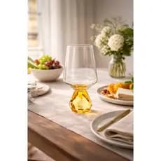 Taça de Vidro Colorida Diamond 380ml Moderna Elegante Amarelo Rosa Verde