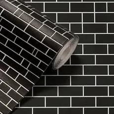 Papel de parede tijolos pretos 5 Metros x 45cm para Decoração de Sala, Quarto, Escritório