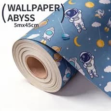 Papel de Parede Adesivo Astronauta Quarto Infantil 5 Metros x 45cm Foguete Planeta Espaço Autoadesivo Quarto Menino