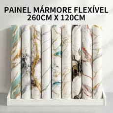Painel Placa Flexível Efeito Mármore 2,60x1,20m Revestimento de Parede Sala Cozinha Lavabo