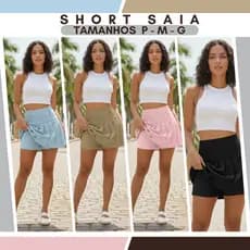 Short saia plissada em tecido alfaiataria tendência elegante que valoriza a silhueta
