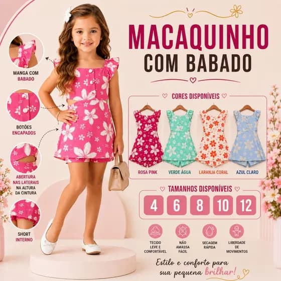 Macaquinho Infantil com Babado – Delicado, Moderno e Cheio de Charme