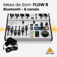 Mesa de Som 8 Canais Profissional Mesa de Som Behringer Flow 8 Mixer Som Console