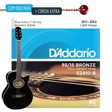 Encordoamento Violão Aço 011 Corda de Violão de Aço Encordoamento D'addario EZ910-B