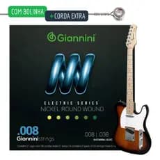 Encordoamento Guitarra 08 Jogo de Cordas Giannini Corda de Guitarra 08 GEEGST8