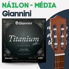 Encordoamento Giannini de Violão Nylon Jogo de Cordas Giannini Corda de Violão GENWTM Tensão Média