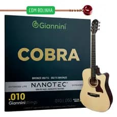 Encordoamento Giannini de Violão Aço Jogo de Cordas Giannini Corda de Violão Cobra GEEFLE PN