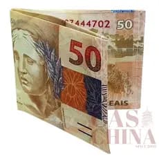 Carteira Slim Dinheiro Nota De 100/50 Reais 100 dólar Unissex