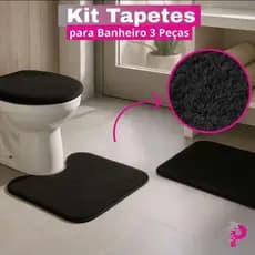 Kit Tapete Banheiro 3 Peças Felpudo Antiderrapante Macio Lavável pelo baixo