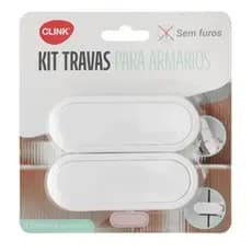 TRAVA DE SEGURANCA P/ GAVETAS E PORTAS MULTIUSO KIT C/2 PÇS