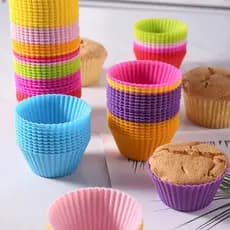 kit 36,12,24 Conjunto  Peças Forma de Silicone Redonda para Cupcake de 7 cm para Assar Bolos