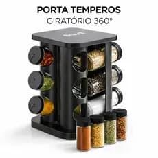 Porta Tempero Giratorio Com 9/12/6 Potes Vidro Suporte Para Especiarias Giratório 360 Graus