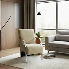 Poltrona Decorativa Luxo Consultório Recepção Sala Quarto Braço Alumínio