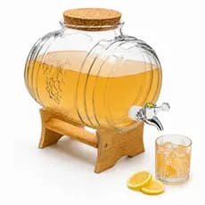 Barril de  Vidro 5 Litros  com Torneira  – Ideal para Drinks, Sucos e Presente