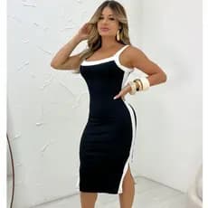 Vestido Feminino Midi Maxi Canelado Verao bicolor evamgelico casual festa casamento Promocao viral adulto sao joao festa