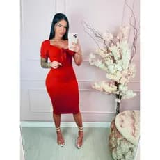 REF 013 - Vestido laço canelado midi feminino estiloso