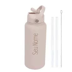 PuraCool 1000ml Garrafa De Água Isolada Frasco De Vácuo Externo Portátil Com Palha  Nome Personalizado