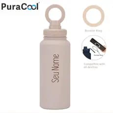 PuraCool 1000mL Garrafa Térmica de Água com Suporte de Celular Magnetic Gym Nome Personalizado Presentes