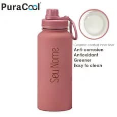1000mL Garrafa Térmica de Água que Pode Colocar Guaraná | Revestimento Interno Cerâmico Nome Personalizada