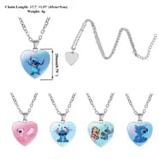 Colares Disney Stitch Para Crianças , Desenhos Animados , Colar De Amor Infantil , Pingente Gravado , Presente De Aniver