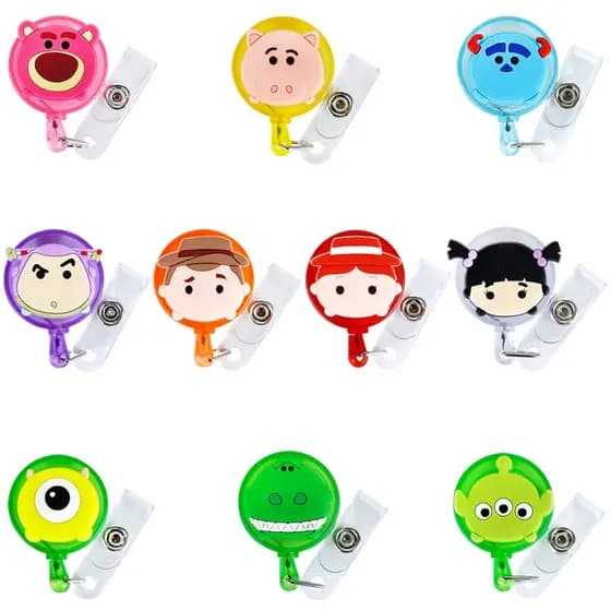Disney Retrátil Crachá Titular Dos Desenhos Animados Cartão De Identificação Nome Cordão Chaveiro Enfermeira Peito Criat