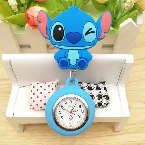 Relógio De Enfermeira Retrátil Com Ponto De Desenho Animado Bonito , Peito Médico De silicone Bolso Quartzo
