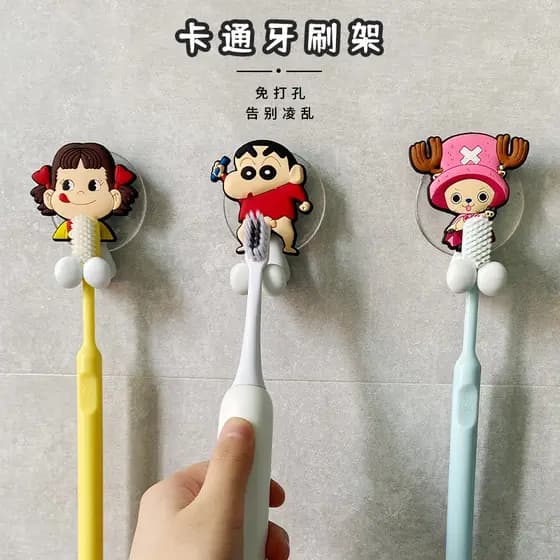 anime Japonês Bonito Dos Desenhos Animados Crayon Shin-chan Escova De Dentes Elétrica Prateleira Criativa Parede Perfura