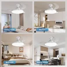 Ventilador Teto Retrátil 80W LED Bivolt Silencioso Controle Quarto Sala