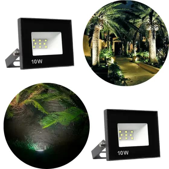 Refletor LED 10W 6500K Bivolt IP66 Alta Iluminação Área Externa Kit 2