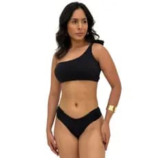 Conjunto Biquíni Top com Bojo Alça Única de Amarração Calcinha Lateral Larga