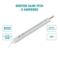 Fonte Drive Slim Para Perfil E Fita Led 3A 12V 36W Gaya
