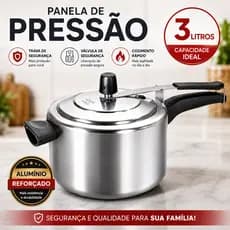 PANELA DE PRESSÃO 3 LITROS ANTIADERENTE ALUMÍNIO GROSSO REFORÇADA COZINHA PREMIUM