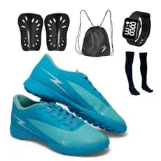 Chuteira Society Striker Adulto Original Uzze Sport Meião Mochila Caneleira Relógio