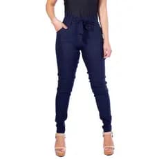 Calça Social Feminina Clochard Skinny Tecido Bengaline Laço