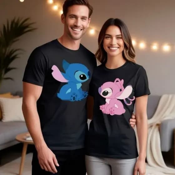 Casal Stitch e Lilo 2 Camisetas Namorados Lançamento