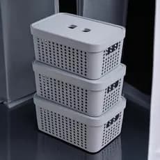 Kit 3 Caixas Organizadoras 2L com Tampa – Plástico Resistente Multiuso Casa e Escritório