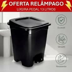 Lixeira Quadrada 13L com Pedal e Tampa | Moderna Resistente para Cozinha Banheiro Escritório