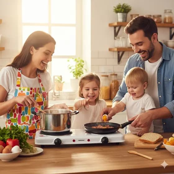 Fogareiro Elétrico Portátil 2 Bocas 127V para Cozinha Camping e Aquecimento