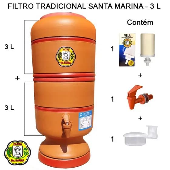 Filtro Argila Santa Marina Total 6 litros.