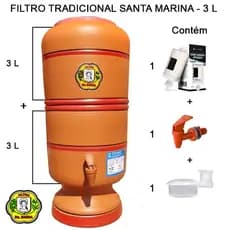 Filtros de barro Santa Marina C/ Vela Carvão Ativado Total 6 litros.