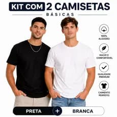 Kit 2 Camisetas Masculinas 100% Algodão | Casual e Academia | RgoPlay