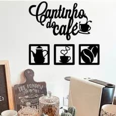 kit Quadro Cantinho Do Café decorativo Vazado cortado a laser 4 Peças MDF 3mm