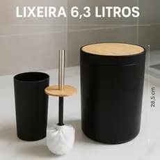 Conjunto Prime Banheiro 2, 4 e 6 Peças Moderno Lixeira Lavabo Dispenser Saboneteira Escova Sanitária