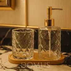 Kit De Banheiro Lavabo 3 PEÇAS Ceramica/Vidro Glamuor Texturizado