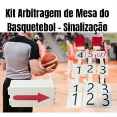 kit Arbitragem Basquete Placas de Sinalização Arbitragem de Mesa Seta Posse de Bola - Maleta Completa
