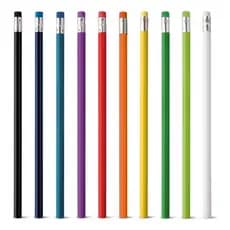 Kit 100 Lápis Com Borracha Colorido Escolar Hb