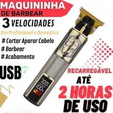 Máquina de cortar cabelo acabamento e barba sem fio Recarregável com Painel digital