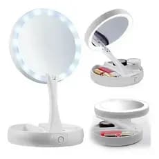Espelho Led Maquiagem Camarim Ring Light Usb Aumenta 10X